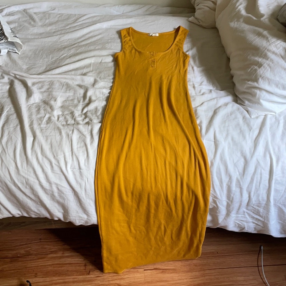 Yellow button maxi dress